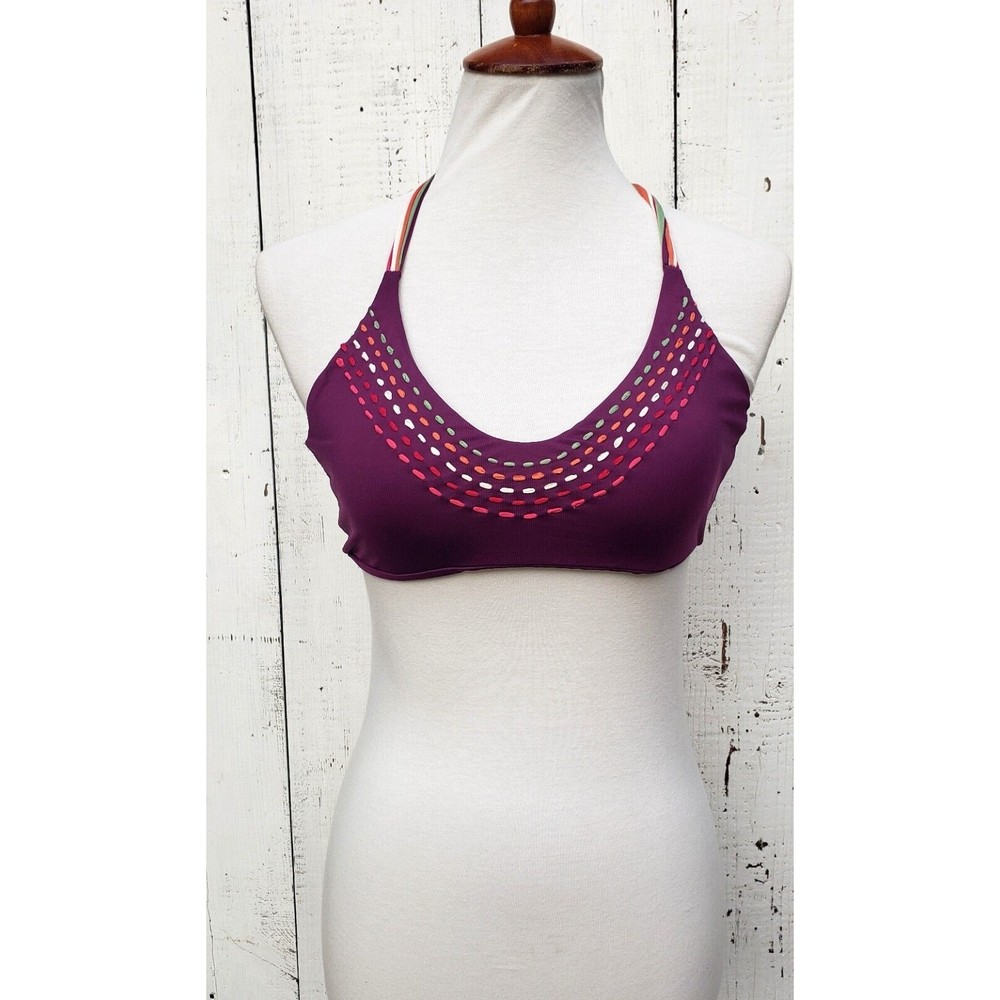 Becca Halter Triangle Purple Swimsuit Bikini Top Size Large Adjustable NEW